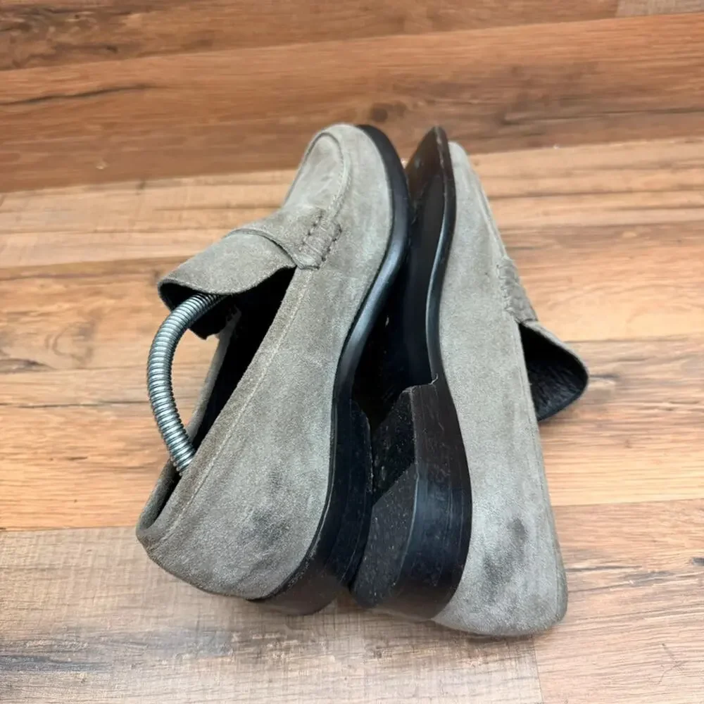 Alumnae Women's 7.5 Eu37.5 Loafers Shoes Suede Olive Green Made In Italy
